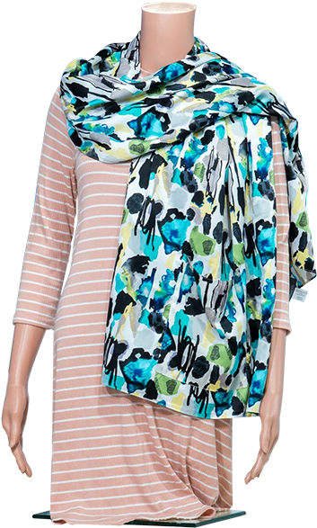 Silky Wrap With Pockets Ink Splash Pattern - Blouse (600x600), Png Download
