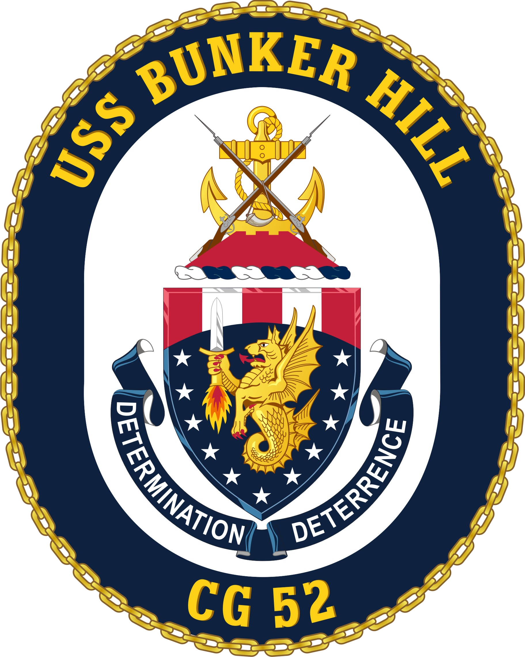 Uss Bunker Hill Cg-52 Crest - Uss Bunker Hill Logo (1823x2278), Png Download