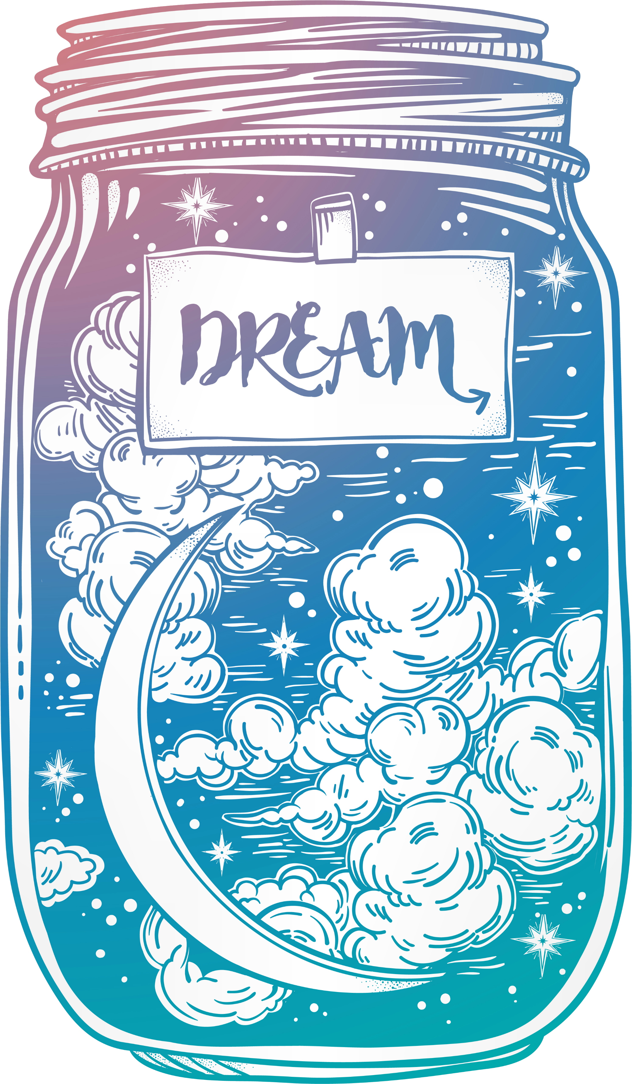 Tattoo Jar Symbol Sky Night Drawing Clipart - Moon And Cloud Tattoo Designs (2193x3758), Png Download