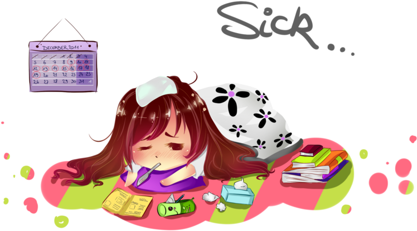 Sick - Anime Chibi Girl Sick (894x894), Png Download