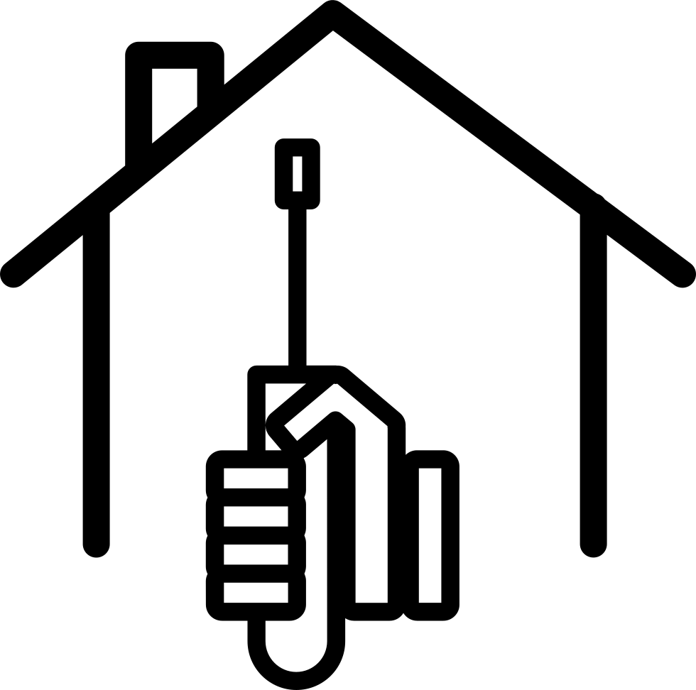 Screwdriver On Hand And House Outline Comments - Paint Roller (980x972), Png Download