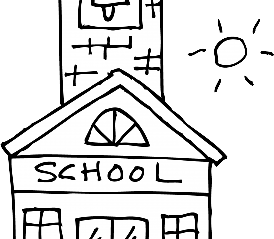 School House Outline - School House Black And White Clipart (640x480), Png Download