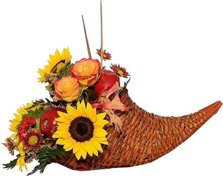 Thanksgiving Cornucopia - Bouquet (981x600), Png Download