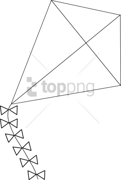 Free Png Download Kite Black And White Kiteat Vector- - Outline Of A Kite (480x717), Png Download