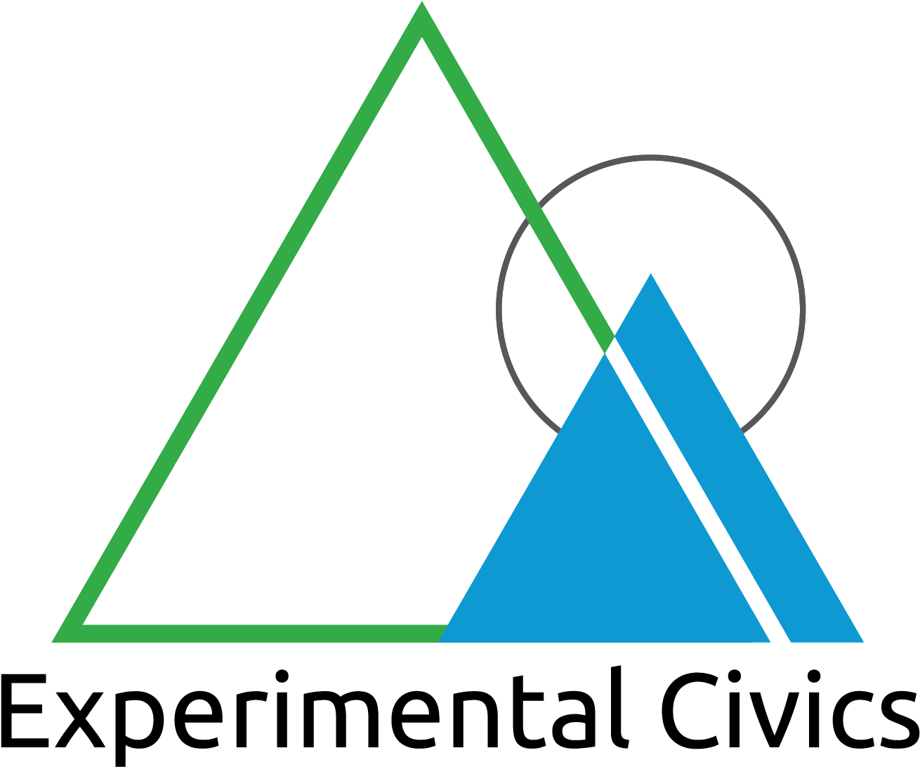 Two Triangles One Green Outline, One Blue And A Circle - Triangle (1916x1425), Png Download
