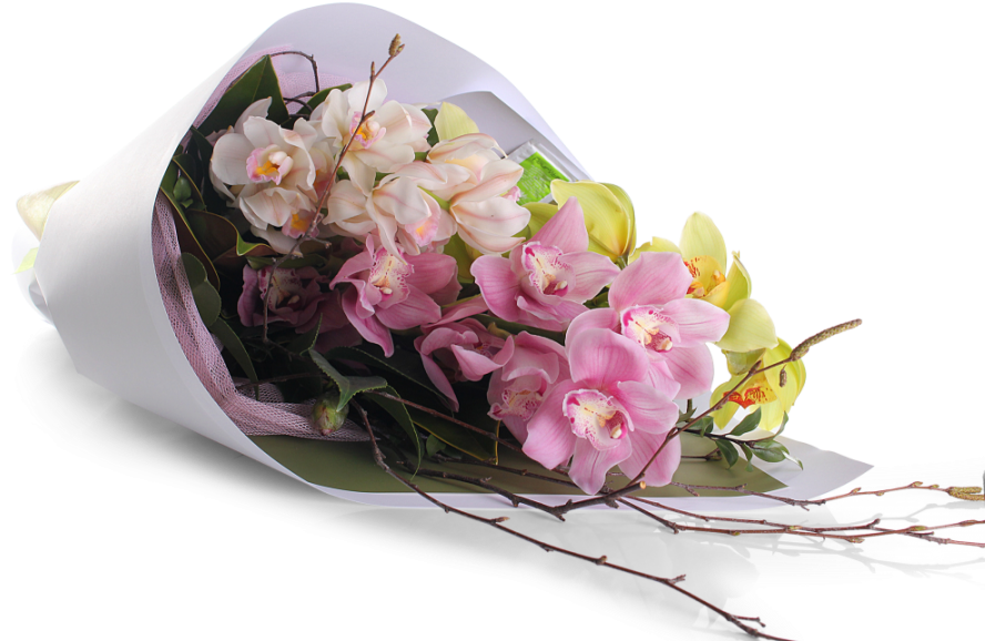 Stunning Cymbidium Orchid Bouquet - Orchid Bouquet Png (900x589), Png Download