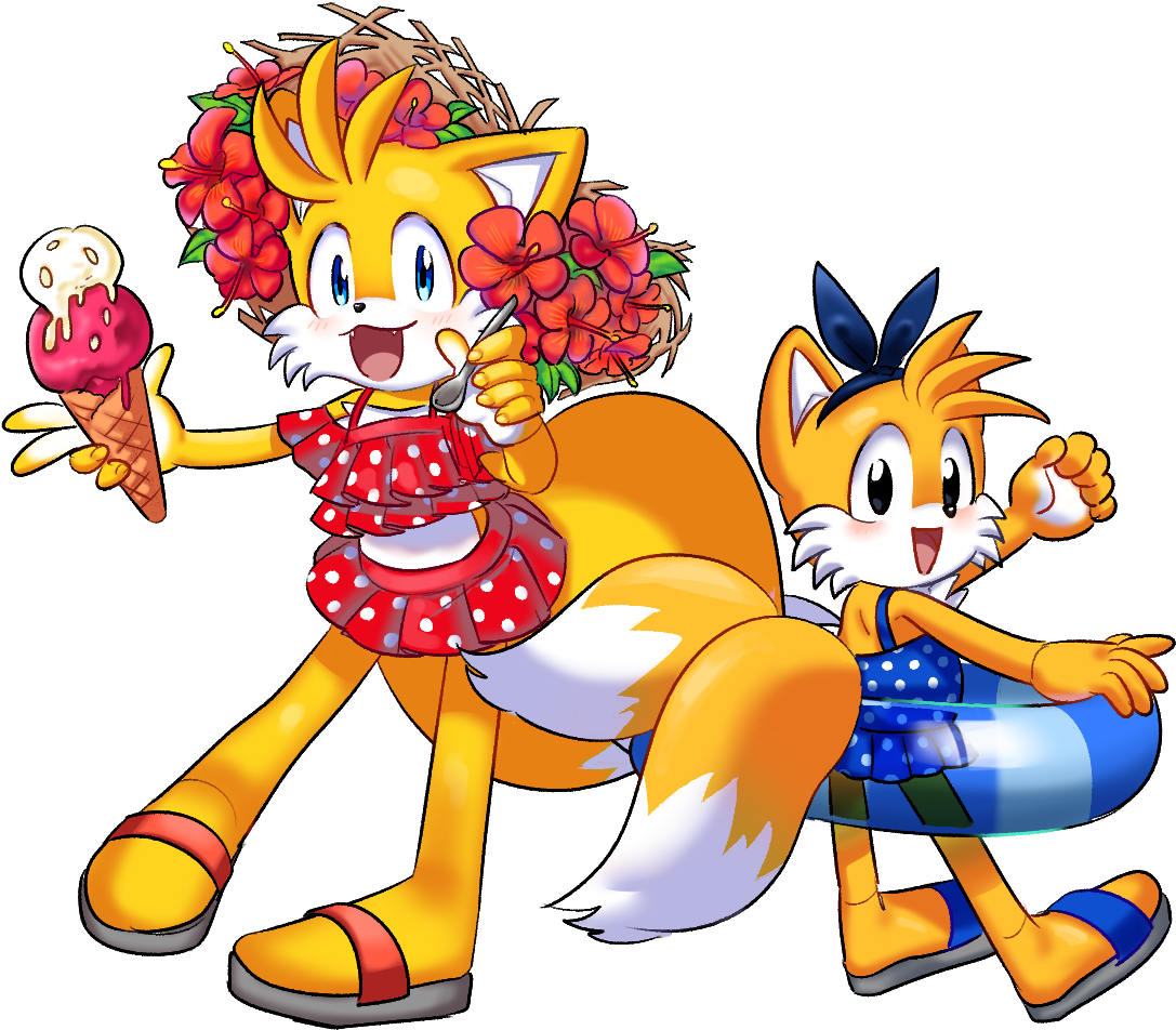 Mammal Vertebrate Cartoon Art Clip Art - Tails And Classic Tails (1200x1000), Png Download