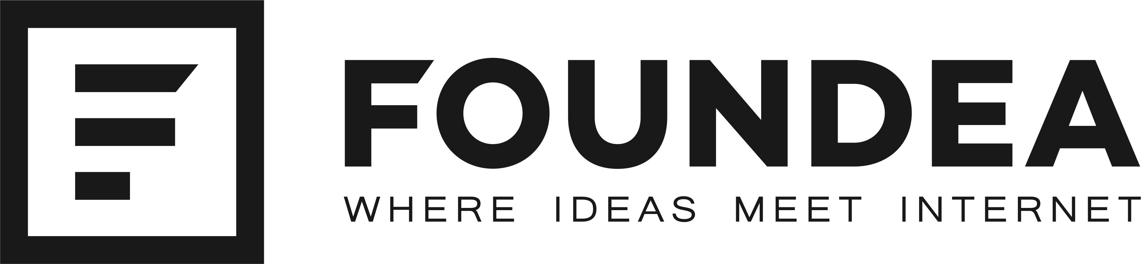 Foundea Logo Grey F Txt Slogan - Black-and-white (3641x843), Png Download