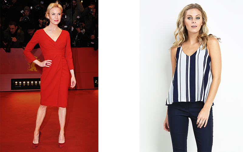 Renee Zellweger, Bustle - Vertical Striped Tops (800x500), Png Download