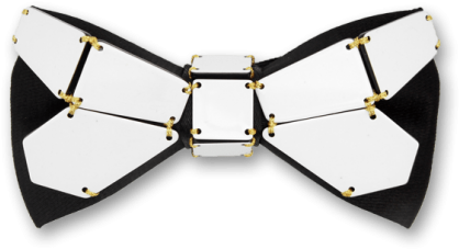 Geometry Dragonfly In Gold Line Black White Bow Tie - Strap (595x595), Png Download