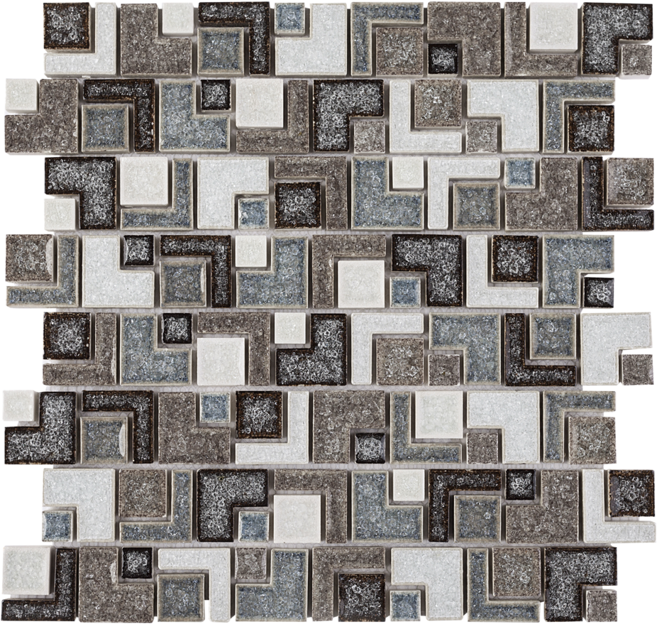 Rpc-13 Brown & Green Cracked Glass Maze Random Mosaic - Tile (1024x956), Png Download