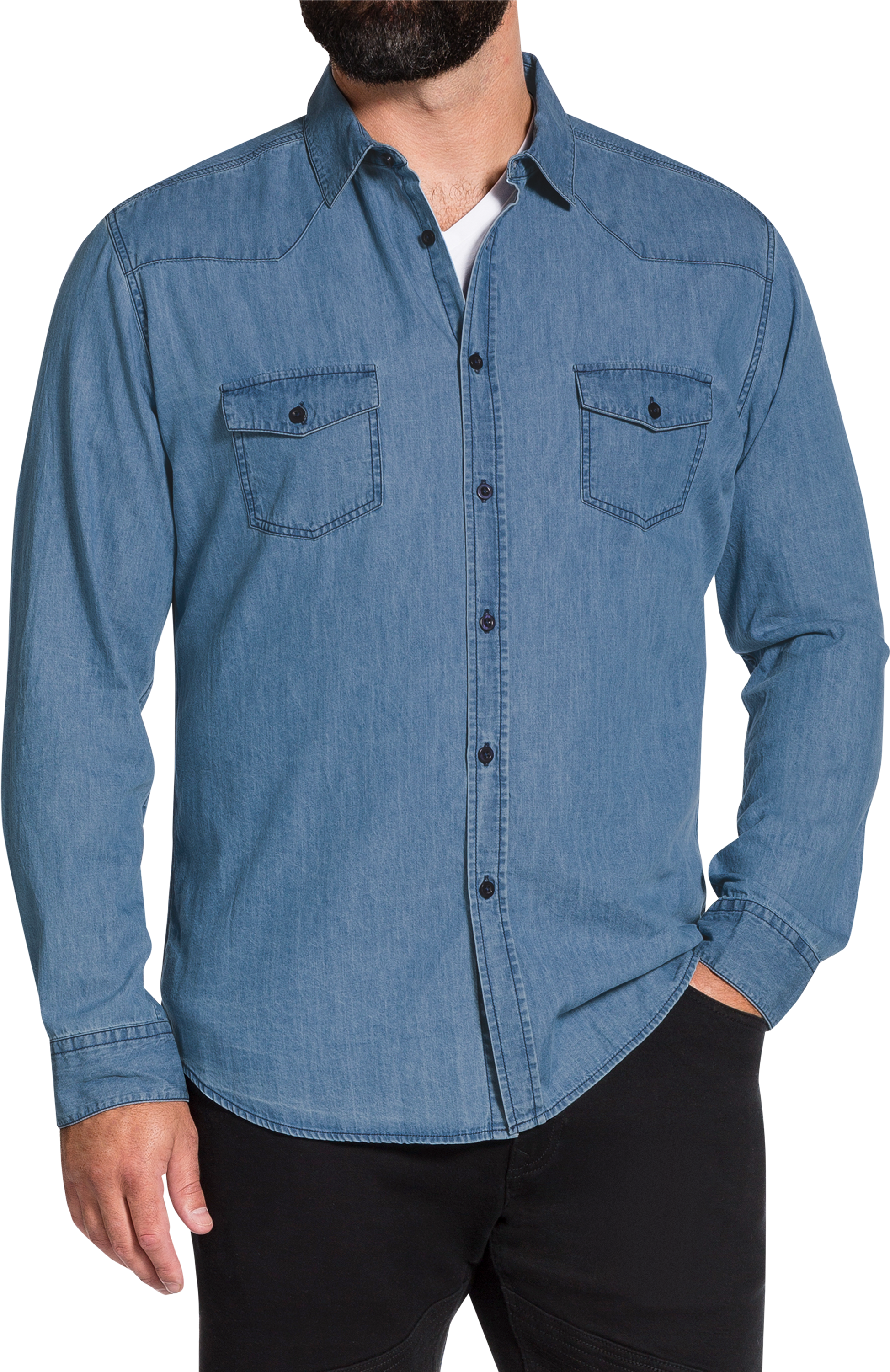 Blue Dynamite Denim Shirt - Pocket (3000x3000), Png Download