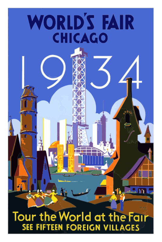 Medium Image - Chicago 1934 Worlds Fair Poster (536x800), Png Download