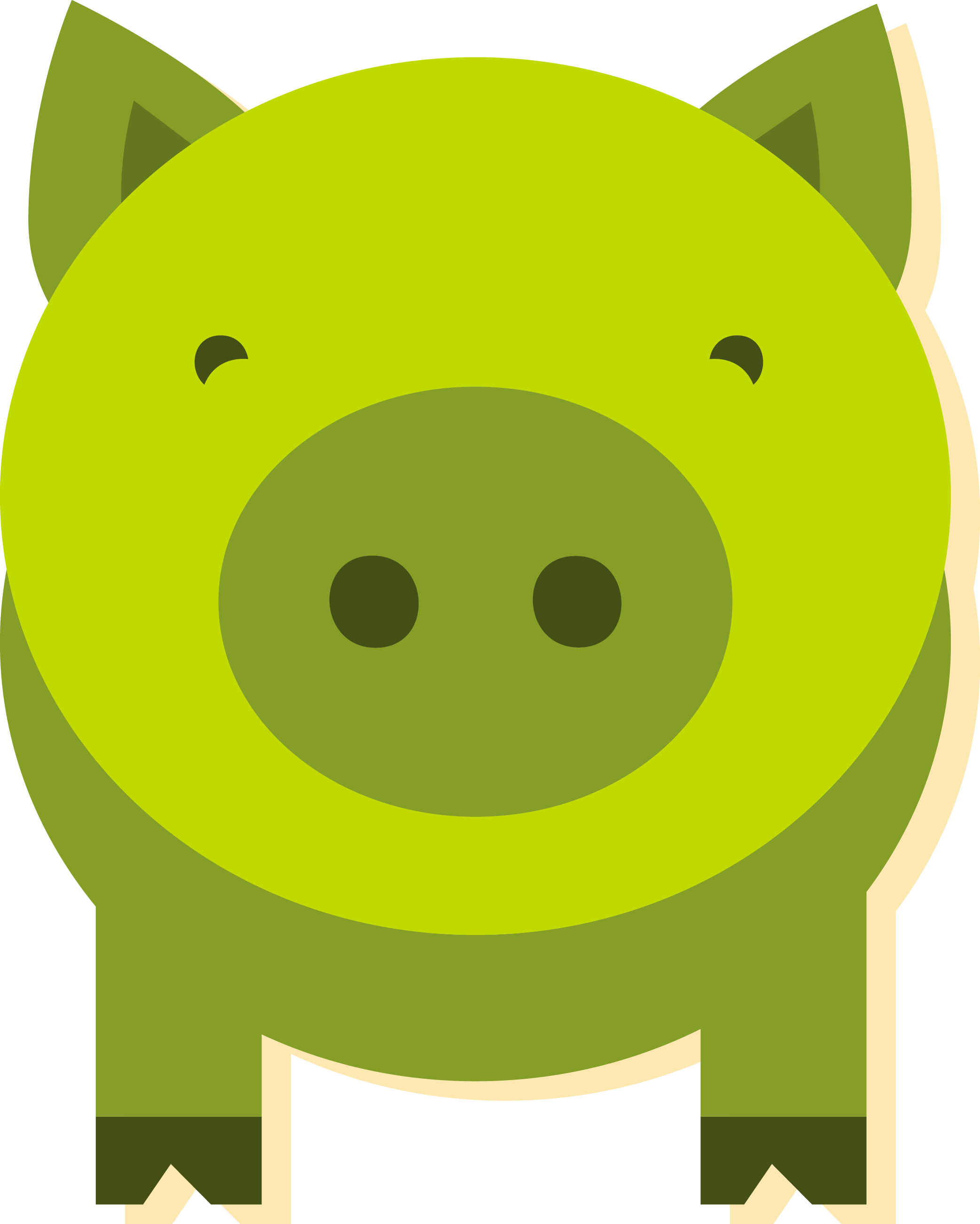 Green Clipart Piggy Bank - Green Pig Clipart (2085x2603), Png Download
