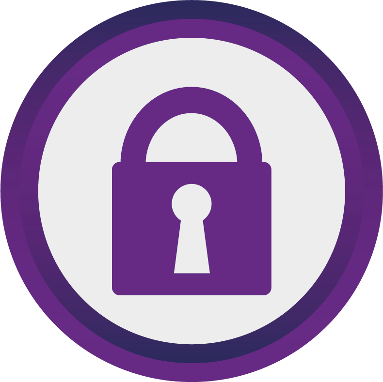 Purple Lock Icon - Circle (790x789), Png Download