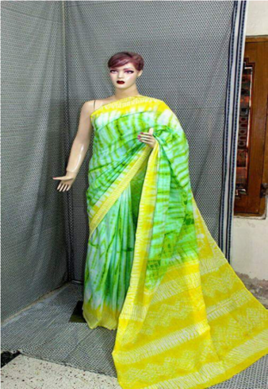 Shibori Printed Saree - Sari (800x800), Png Download