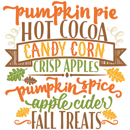 Fall Treats Word Art Svg Scrapbook Cut File Cute Clipart - Fall Word Art Clip Art (432x432), Png Download