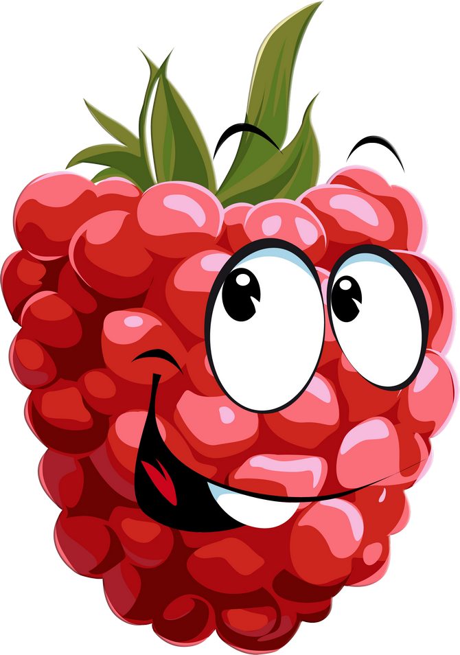Funny Fruit 11 - Raspberry Drawing (670x954), Png Download