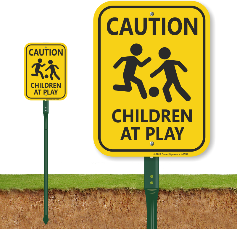 Lawnboss® Sign & Stake Kit - Slow Kids At Play With Graphic High Intensity Grade (800x800), Png Download