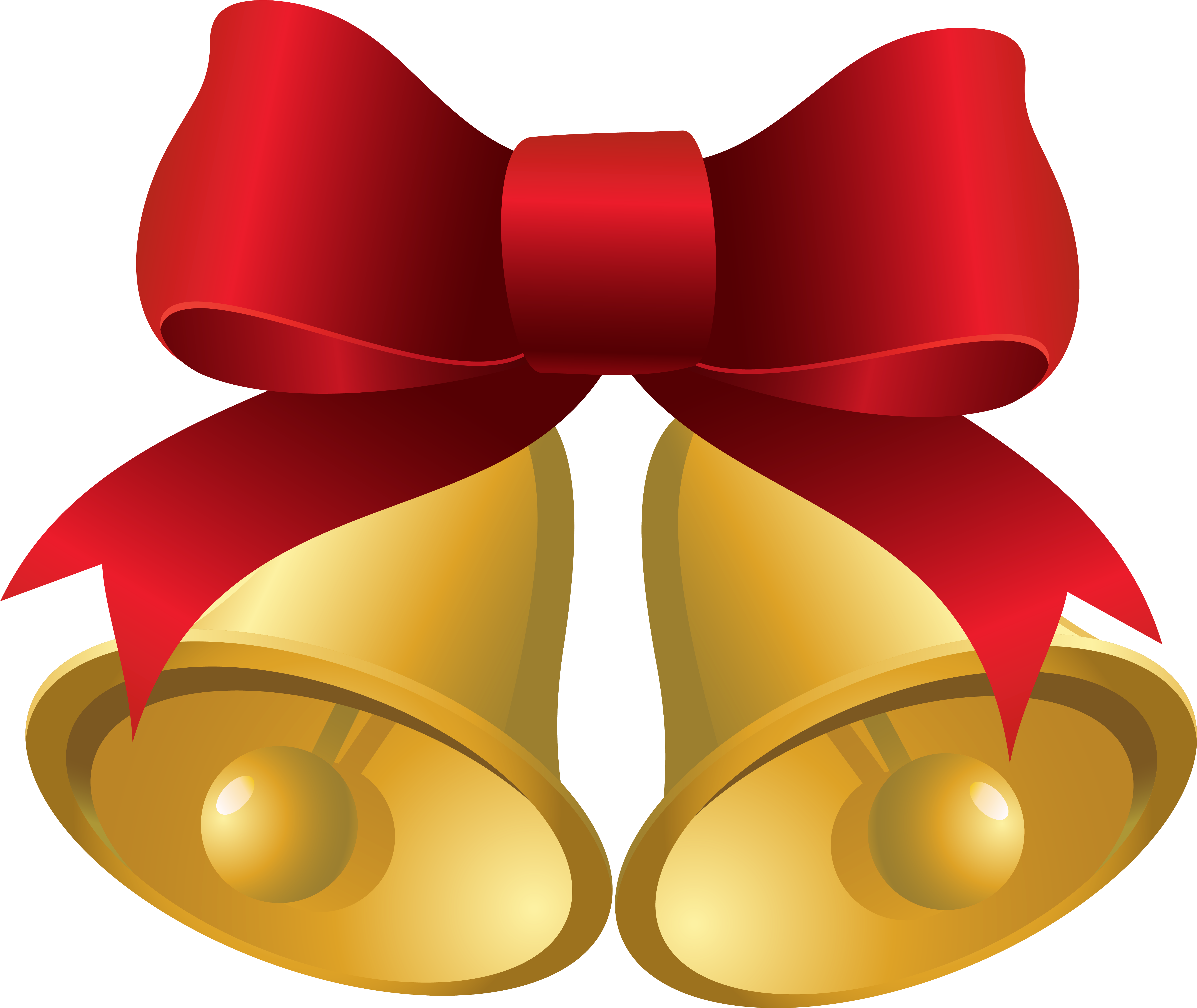 Christmas Bow With Bells (5576x4695), Png Download