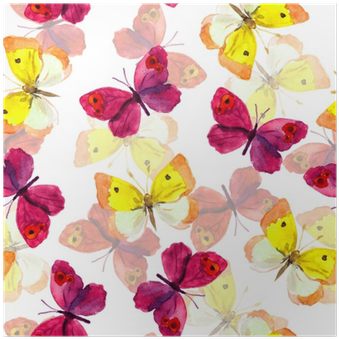 Seamless Spring Wallpaper With Colorful Watercolor - Papel Decorativo De Mariposas (400x400), Png Download