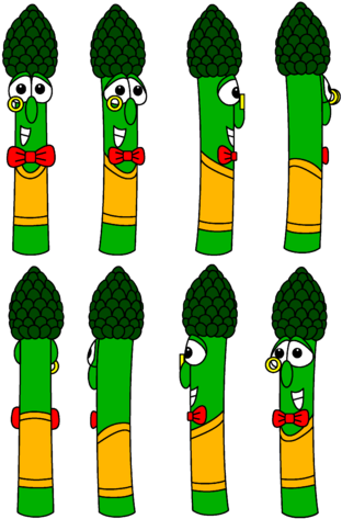 Archie With A Red Neck Bow - Veggie Tales Asparagus Dad (327x480), Png Download