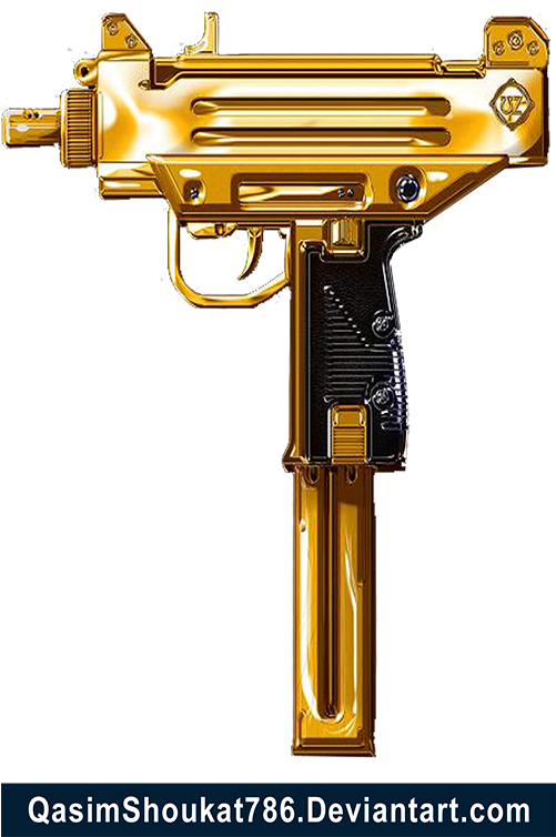 Clip Transparent Free Trap Machine Gun Png By Qasimshoukat - Gold Gun Png (500x800), Png Download