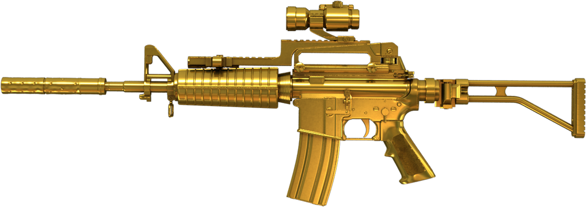 Gold Gun Png - M4a1 Custom Gold (1268x714), Png Download