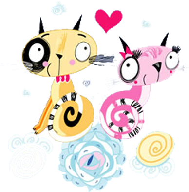 Two Cute Little Cat Painting 550*550 Transprent Png - Cat Lady Square Car Magnet 3" X 3" (550x550), Png Download