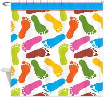 Colorful Footprints On White Shower Curtain Great For - Colorful Footprints On White Back Copy - Shower Curtains (350x350), Png Download