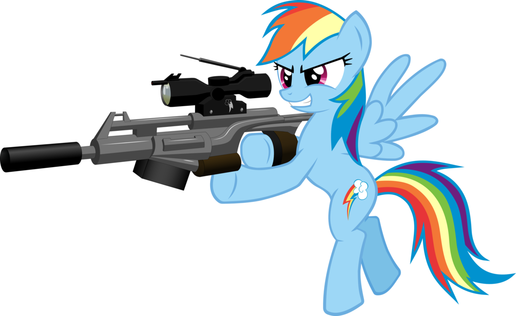 Transparent Rainbow Gun - Rainbow Dash With A Gun (1024x628), Png Download