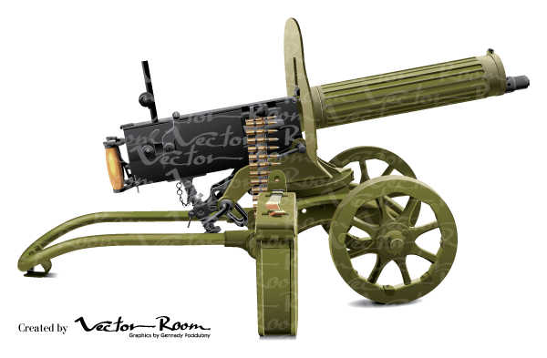 High Quality Vector Illustration Of The Maxim Gun M1910 - Карабин Охотничий Максим (600x393), Png Download