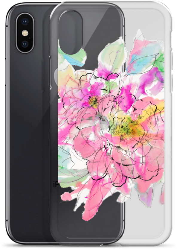 Watercolor Peony Iphone Case - Mobile Phone Case (1000x1000), Png Download