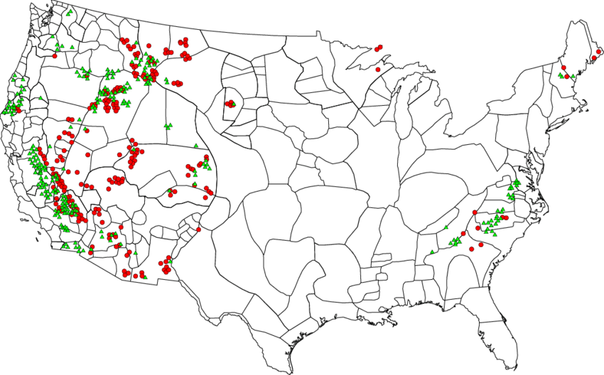 Geo-database Of Gold And Silver (circle) Mining Clusters - Database (850x528), Png Download