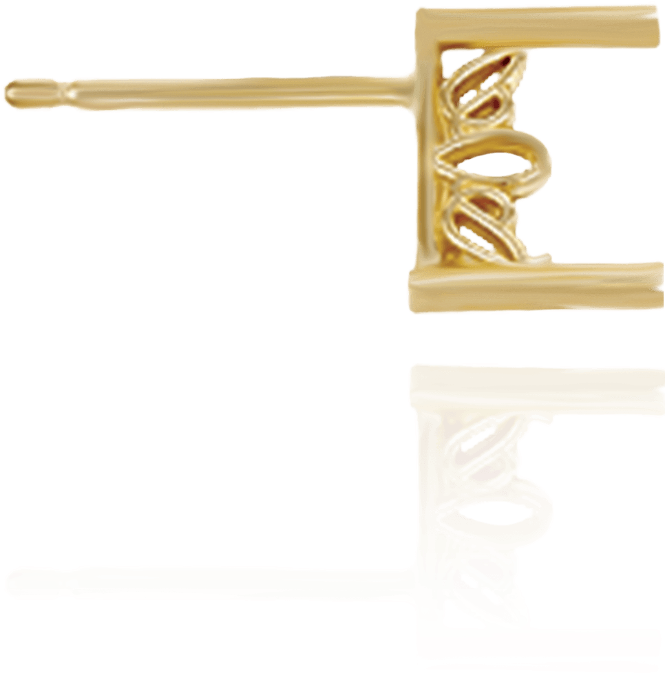 14k Gold Triangle Filigree Earrings - Wood (1500x1500), Png Download