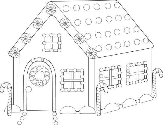 Gingerbread House Clipart Black And White - Gingerbread House (550x421), Png Download