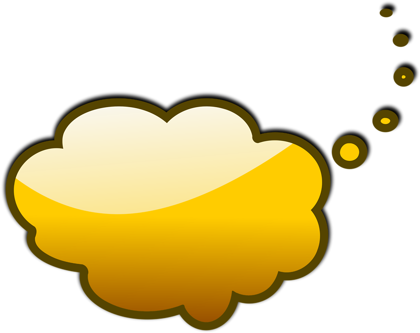 Speech Bubble Thinking, Bubble, Idea, Glossy, Speech - Thought Bubble Yellow Transparent Background (640x508), Png Download