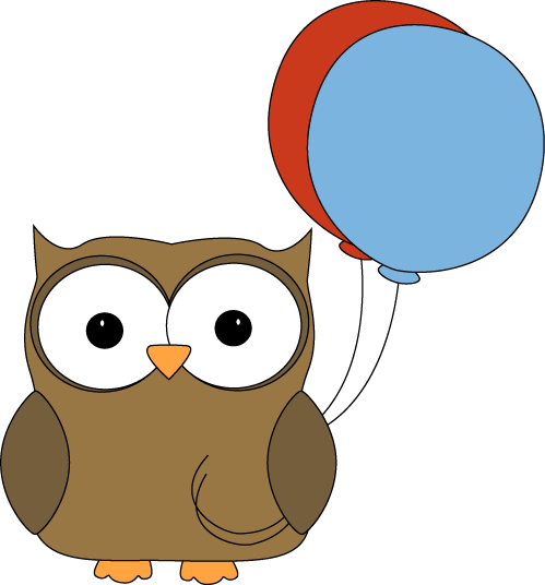 Brown Owl With Balloons - Animals With Balloons Clipart (499x536), Png Download