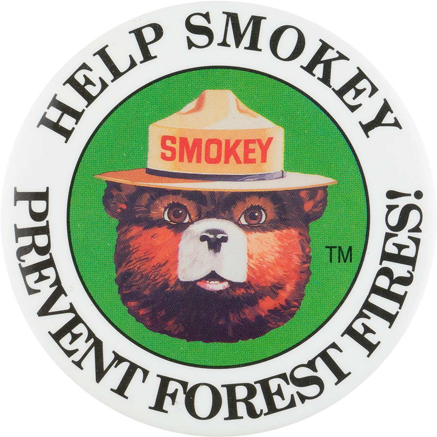 Help Smokey Prevent Forest Fires - Vintage Smokey The Bear Buttons (1000x986), Png Download