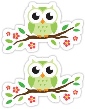Cartoon Owls Cute - Cute Green Cartoon Owl (375x360), Png Download