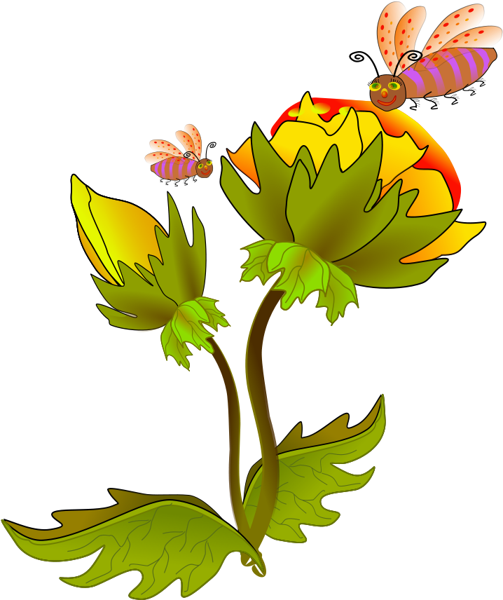 Jpg Black And White Stock And Clip Art At - Bees On A Flower Clipart (504x599), Png Download
