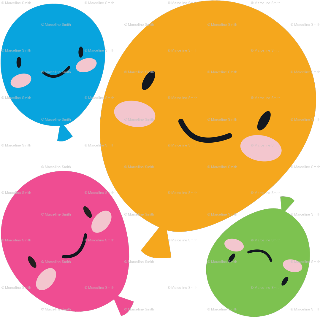 Kawaii Balloons Png (1125x1125), Png Download