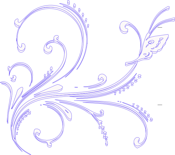 White Butterfly Flourish Clip Art At Clker - White Flourish Clipart (600x532), Png Download