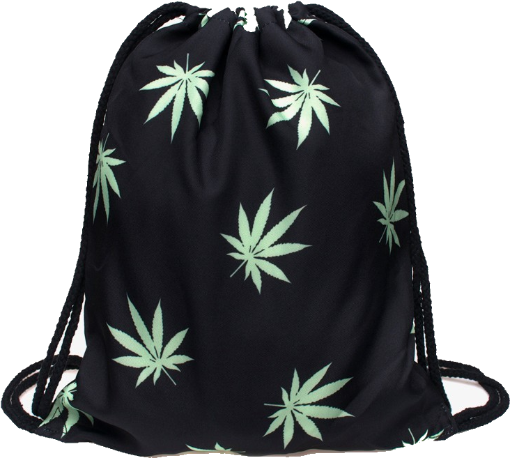 "weed Spirit" Drawstring Bag - Black And White Weed Leaf (750x703), Png Download