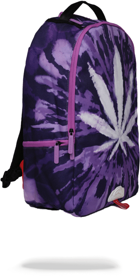 Sprayground- Weed Tie Dye Backpack Backpack - Sprayground Backpacks Black And Purple (802x1023), Png Download