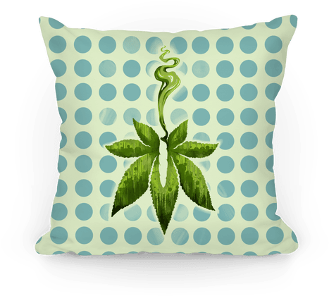 Green Leaf- Cannabis Pillow - Throw Pillow (484x484), Png Download