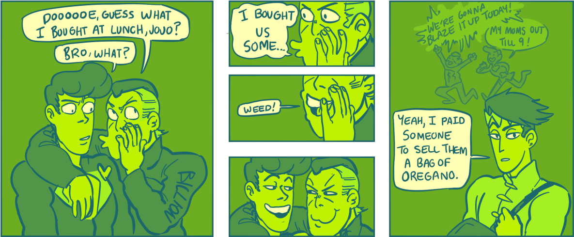 Josuke And Okuyasu Weed (1280x582), Png Download