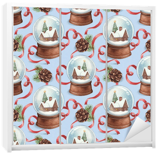 Watercolor Pattern With Illustration Of Snow Globe - Watercolor Painting (400x400), Png Download