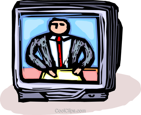 News Anchor On Television Royalty Free Vector Clip - Television (480x390), Png Download