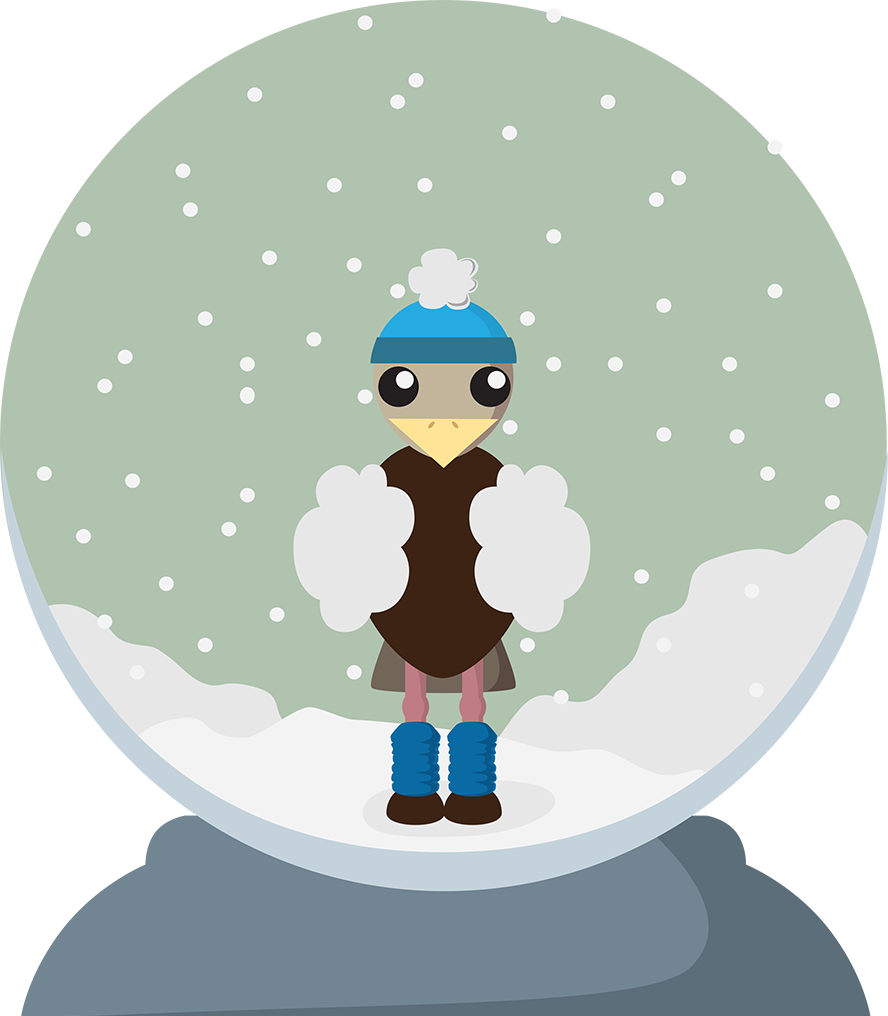 A Digital Work Of An Ostrich In A Snow Globe - Illustration (888x1016), Png Download